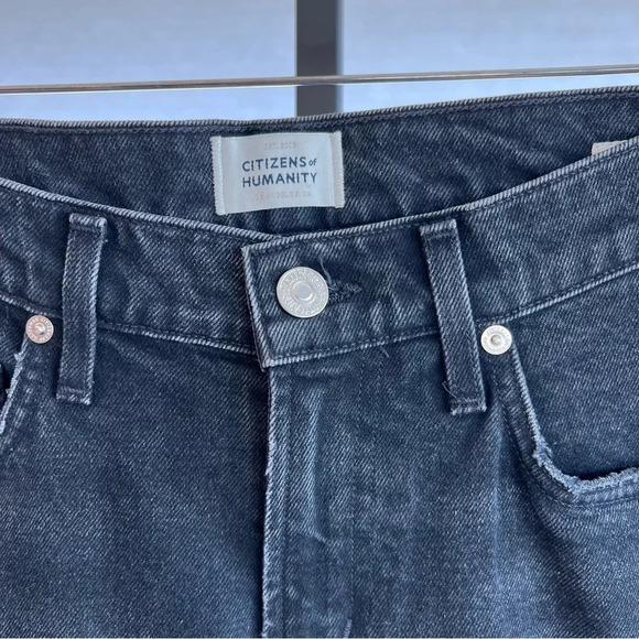Citizens of Humanity Inga Raw Hem Jeans Stormy Black 27 Classic Edgy Versatile - Picture 3 of 6